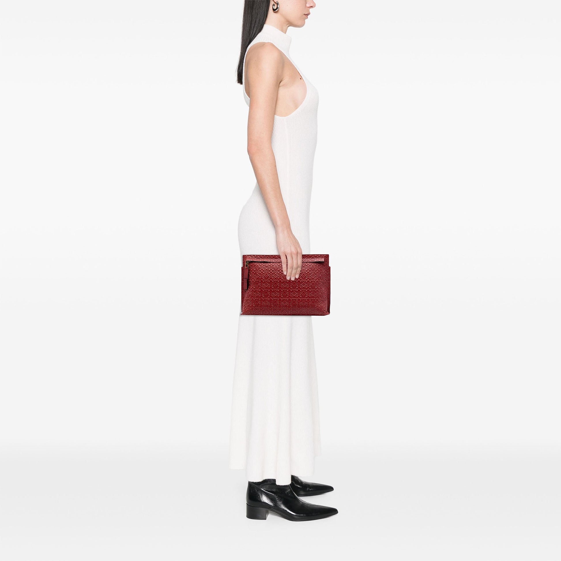 LOEWE Embossed Anagram Leather Repeat T Clutch