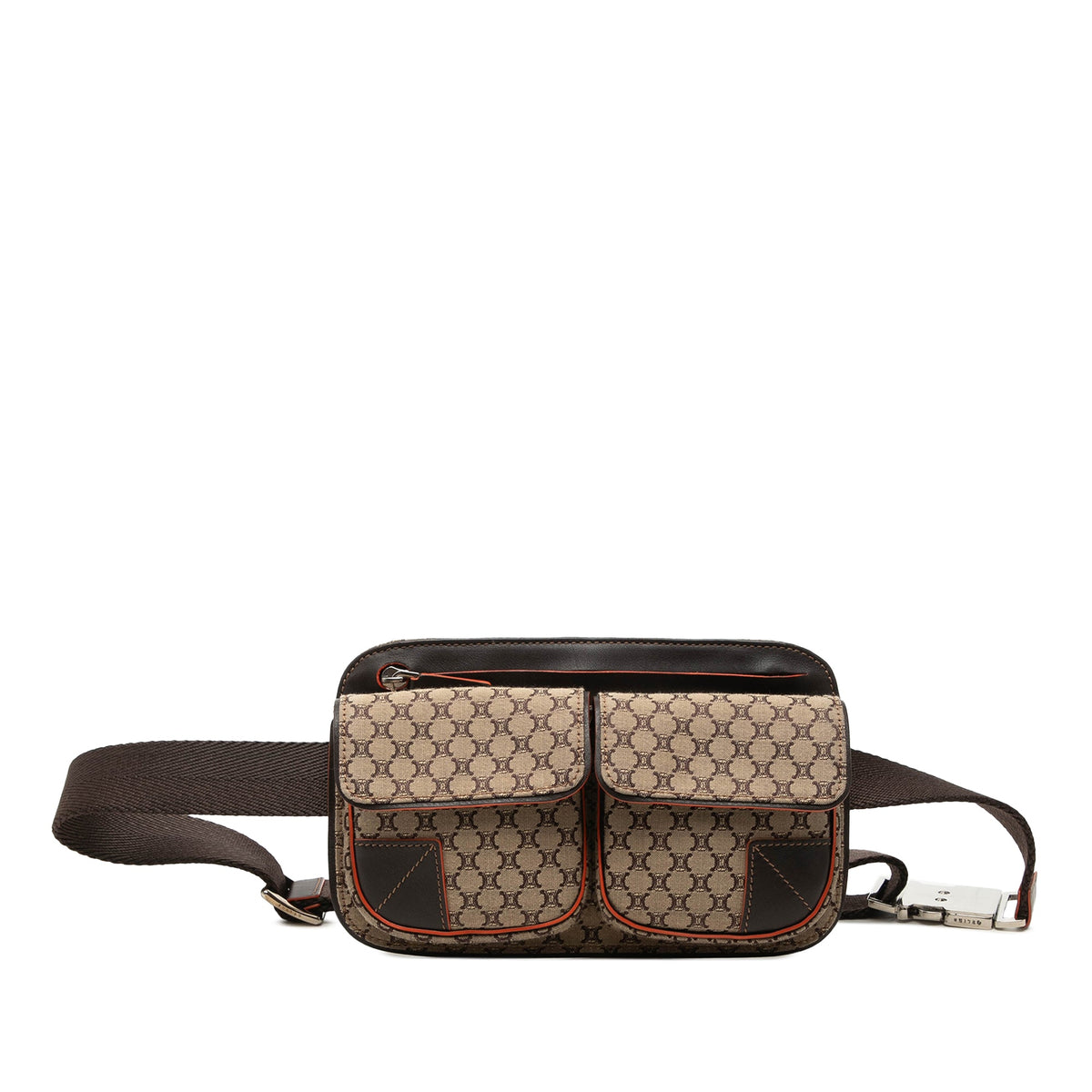 Celine Macadam Canvas Double Pocket Belt Bag