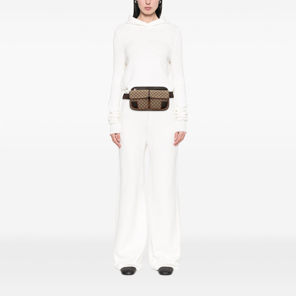Celine Macadam Canvas Double Pocket Belt Bag