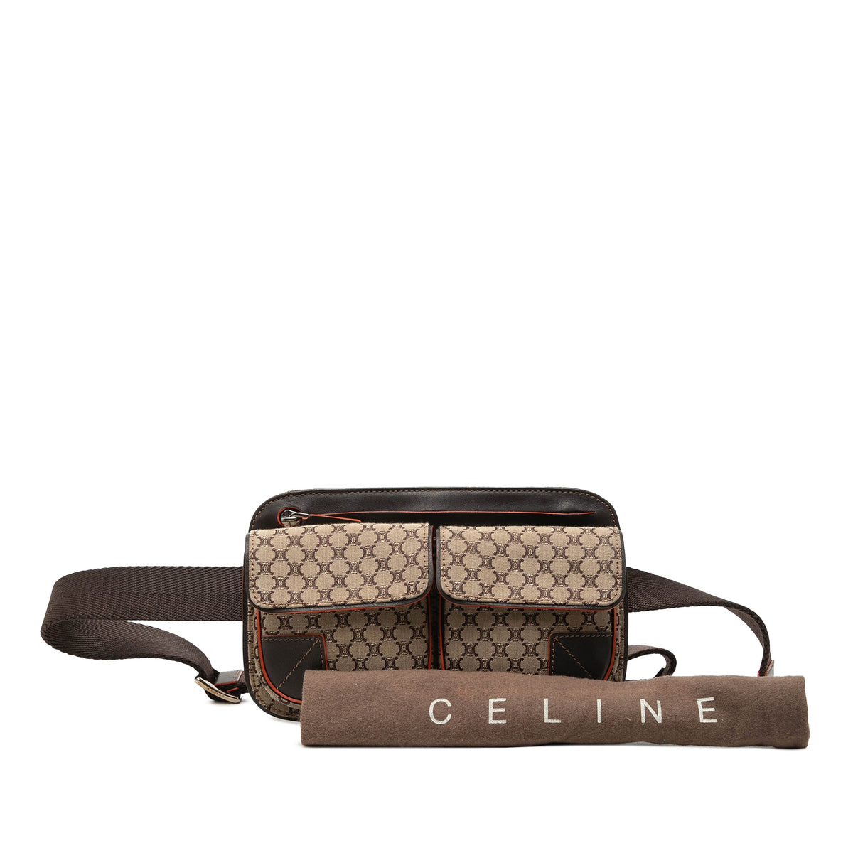 Celine Macadam Canvas Double Pocket Belt Bag