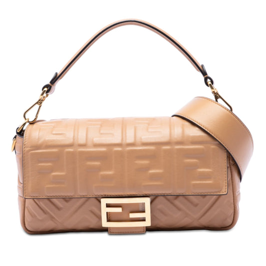 Fendi Zucca Embossed Leather Baguette Satchel
