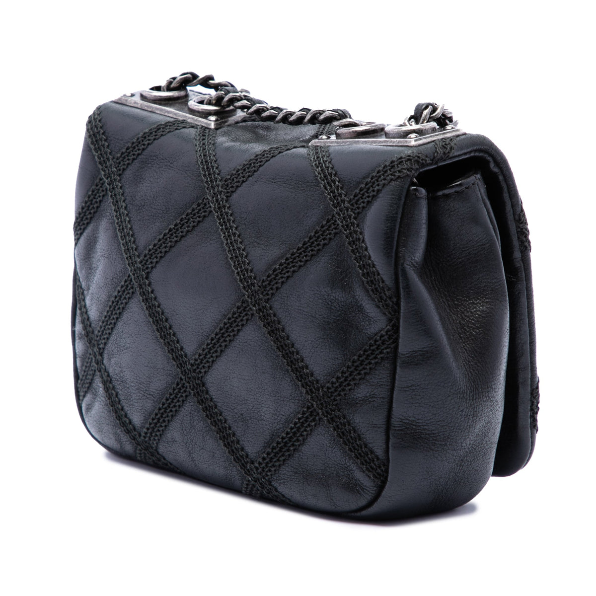 Chanel Mini CC Iridescent Calfskin Diamond Stitch Flap — Black