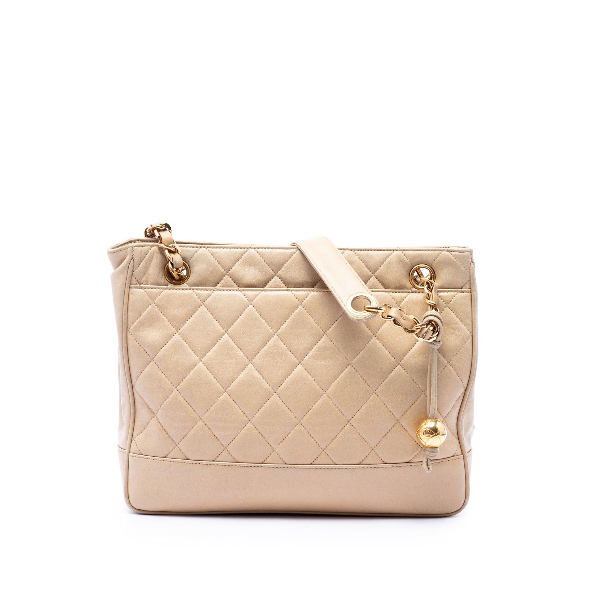 Chanel CC Quilted Lambskin Coco Ball Chain Shoulder Bag