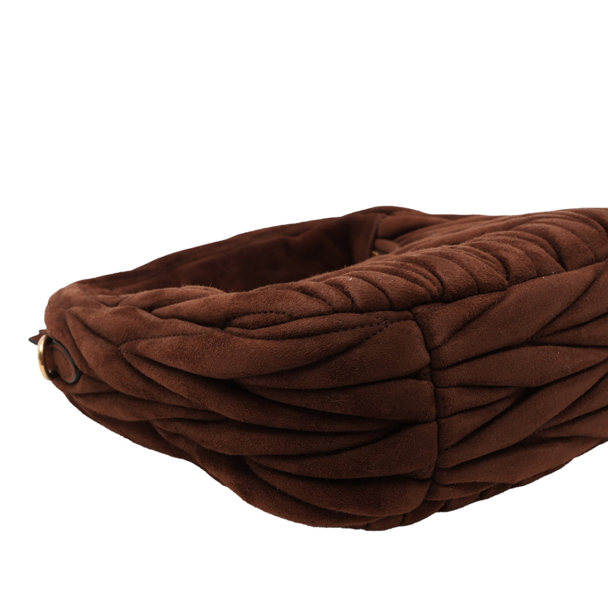 Miu Miu Matelasse Suede Wander Bag — Brown