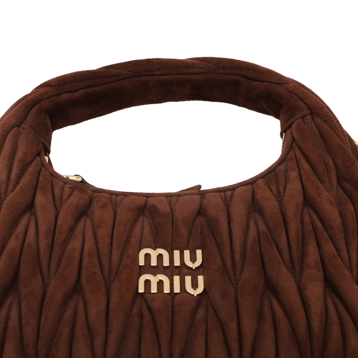 Miu Miu Matelasse Suede Wander Bag — Brown