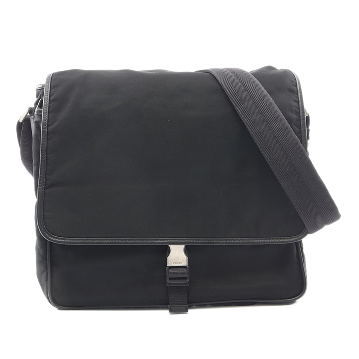 Prada Saffiano Trimmed Tessuto Buckle Messenger Bag