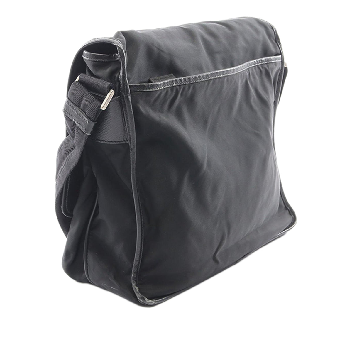 Prada Saffiano Trimmed Tessuto Buckle Messenger Bag