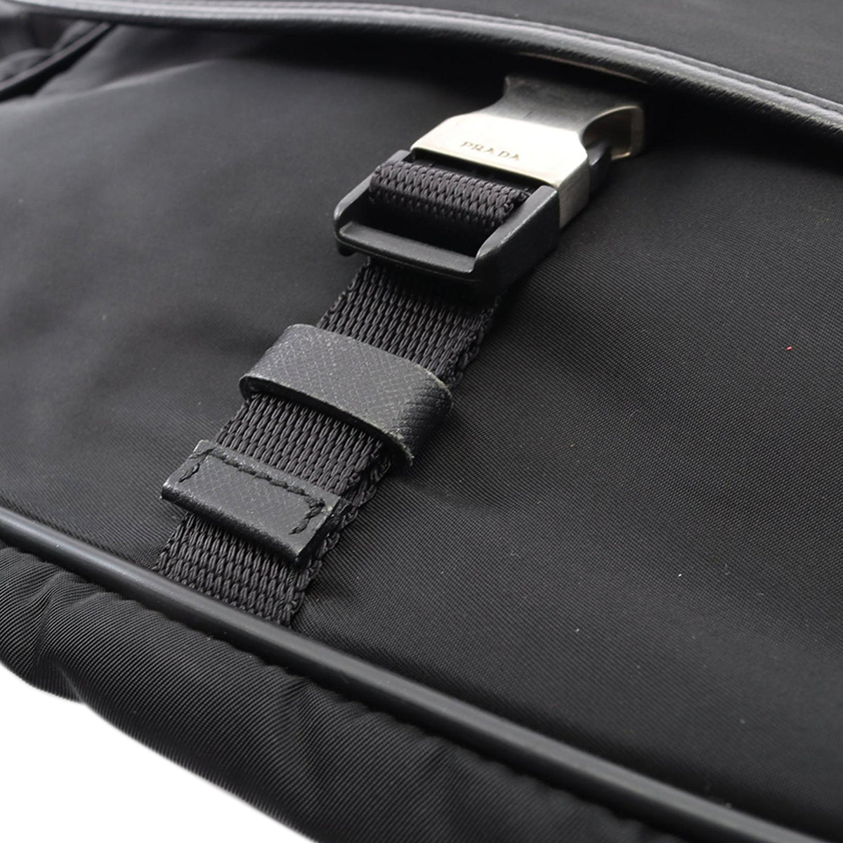 Prada Saffiano Trimmed Tessuto Buckle Messenger Bag