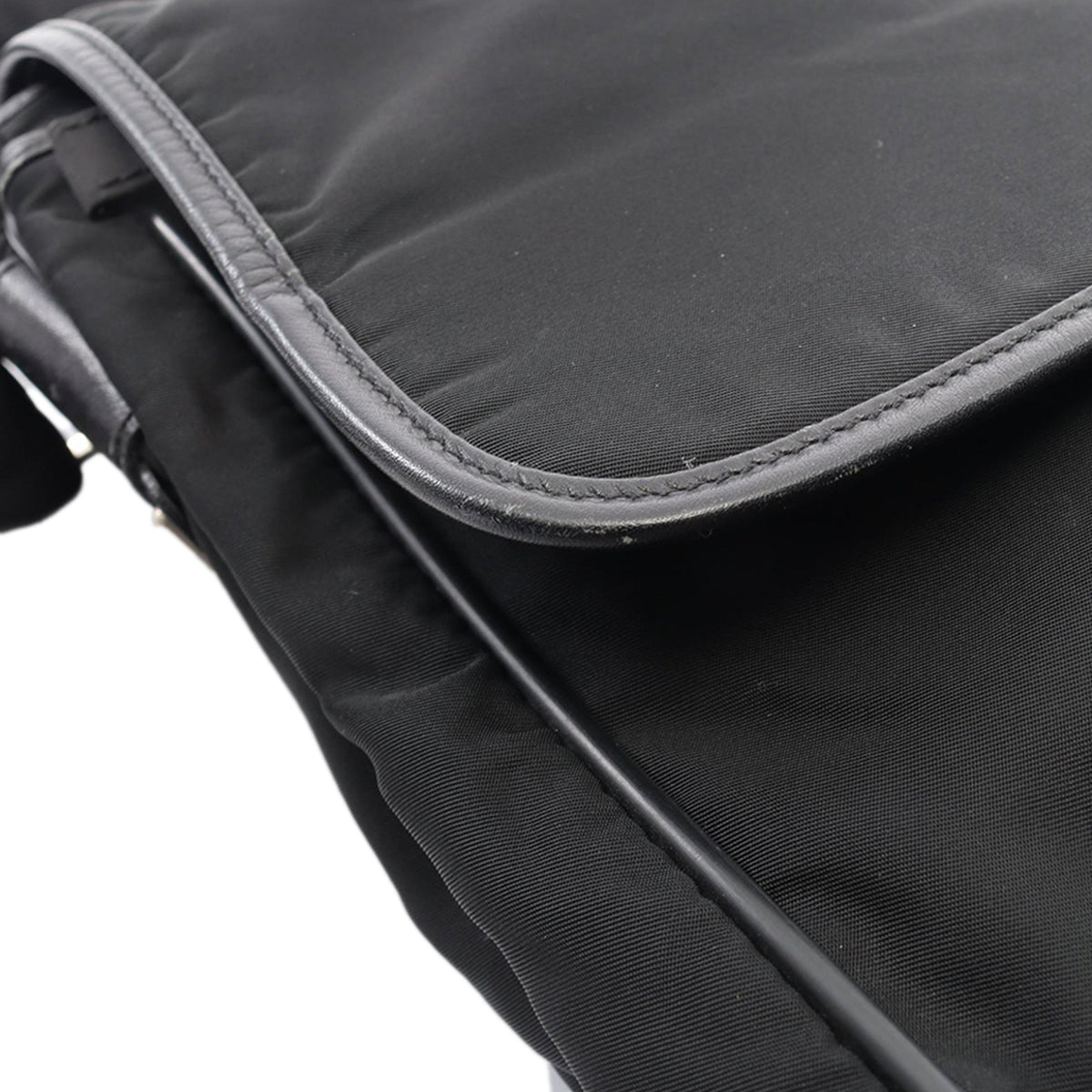 Prada Saffiano Trimmed Tessuto Buckle Messenger Bag
