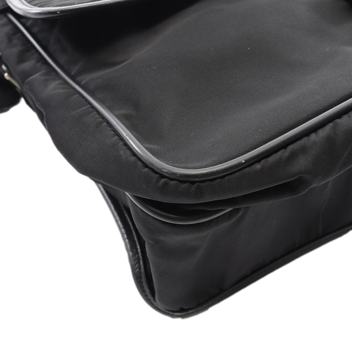 Prada Saffiano Trimmed Tessuto Buckle Messenger Bag