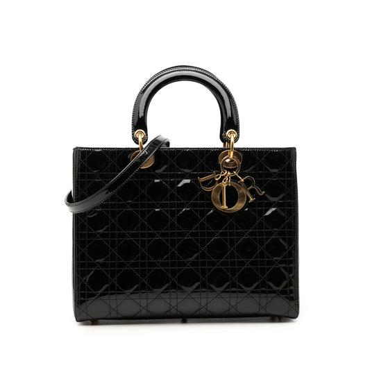 Dior Large Patent Cannage Lady Dior
