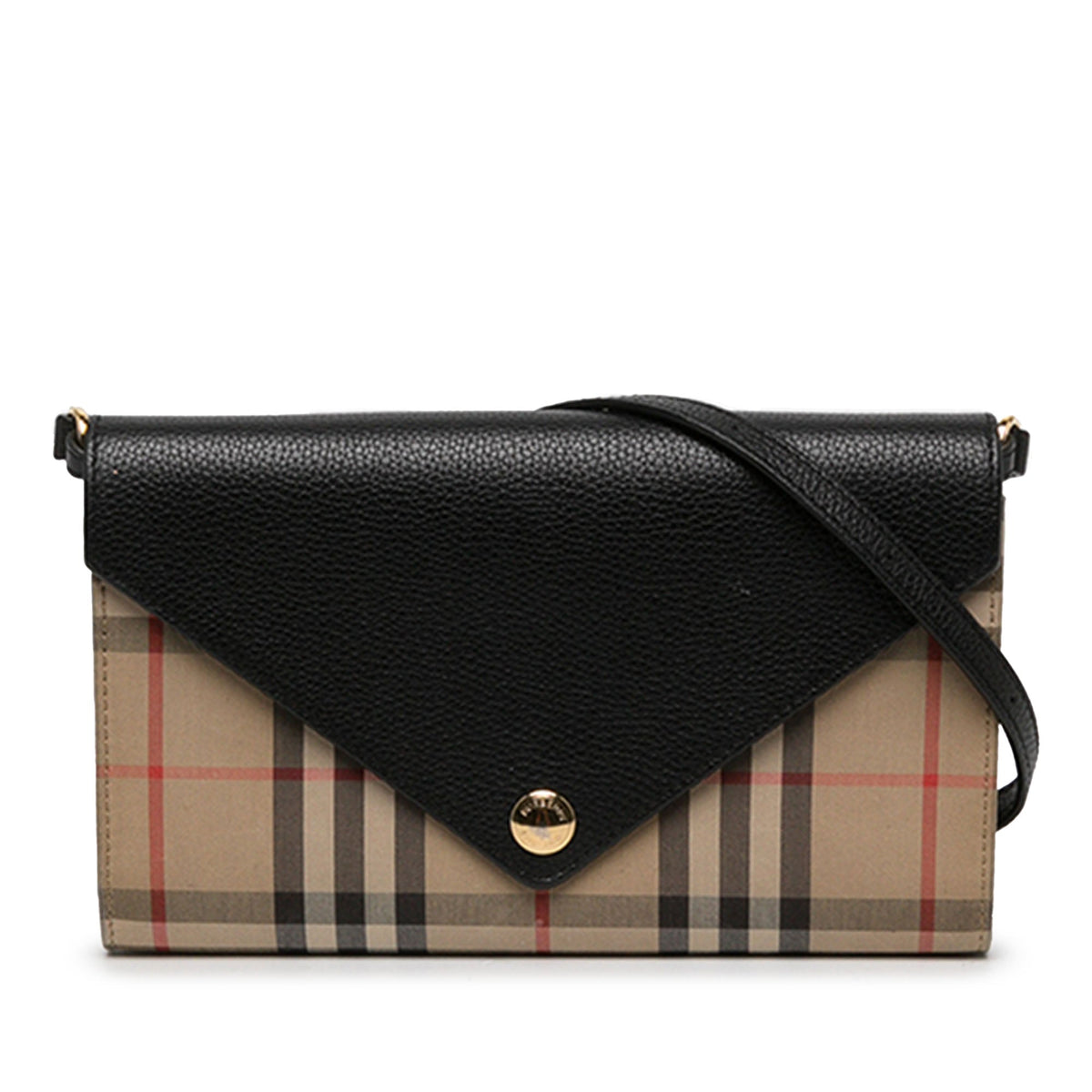 Burberry House Check Canvas and Leather Hannah Wallet on Strap — Beige