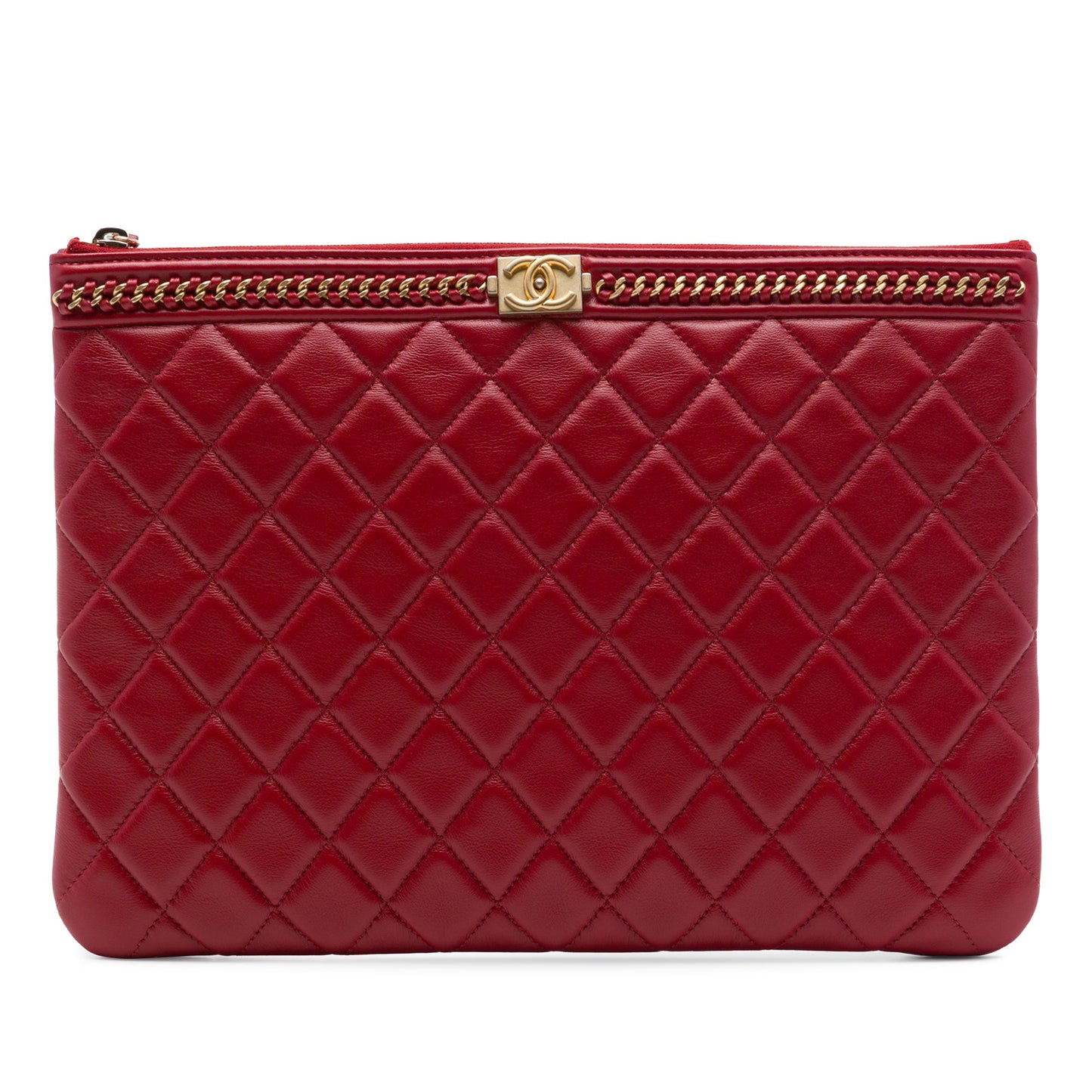 Chanel Medium Quilted Lambskin Chain Boy O Case Clutch