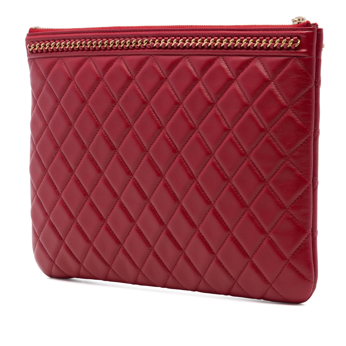 Chanel Medium Quilted Lambskin Chain Boy O Case Clutch
