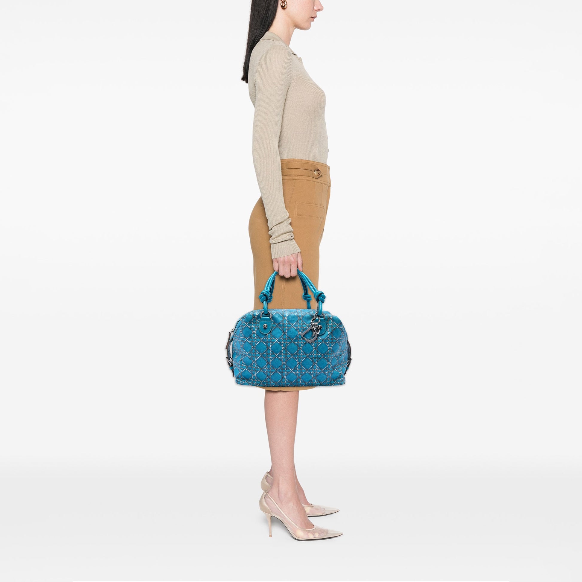 Dior Canvas Cannage Print Cherie Handbag