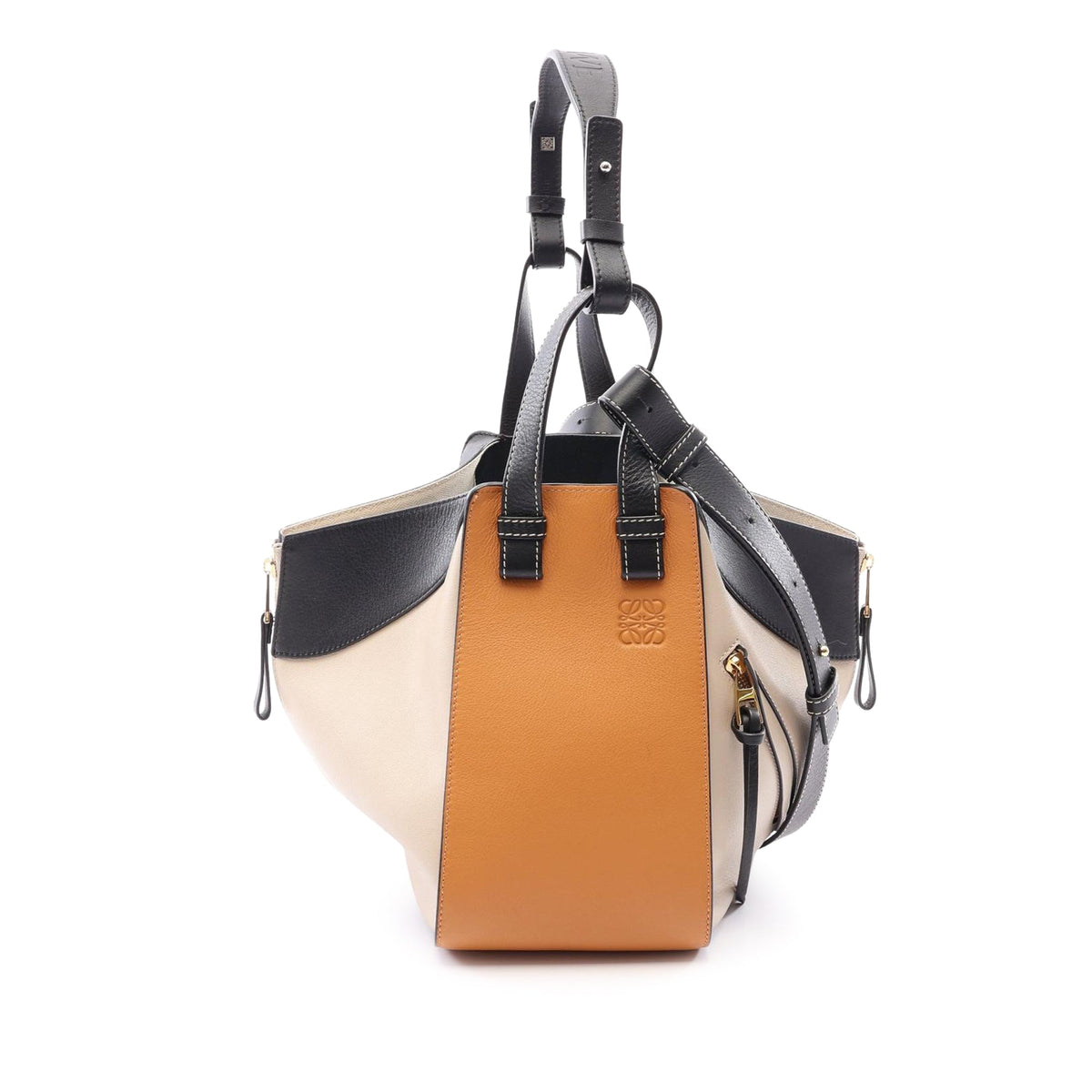 LOEWE Small Tricolor Leather Hammock Satchel — Yellow