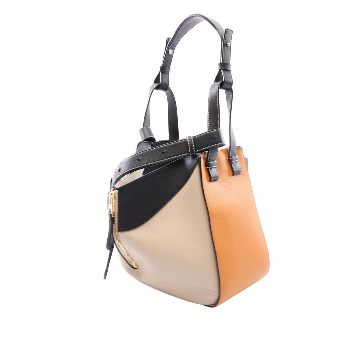 LOEWE Small Tricolor Leather Hammock Satchel — Yellow
