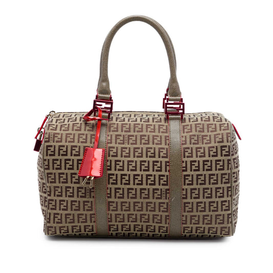 Fendi Zucchino Canvas Forever Bauletto Boston Bag