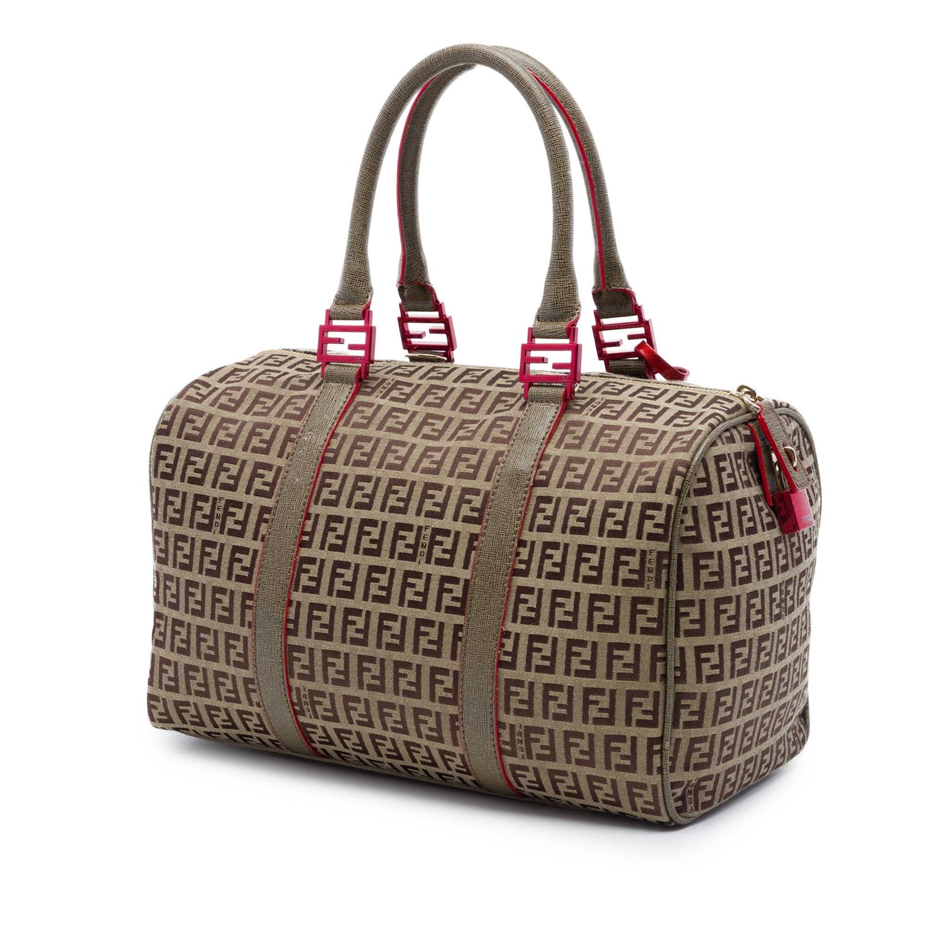 Fendi Zucchino Canvas Forever Bauletto Boston Bag
