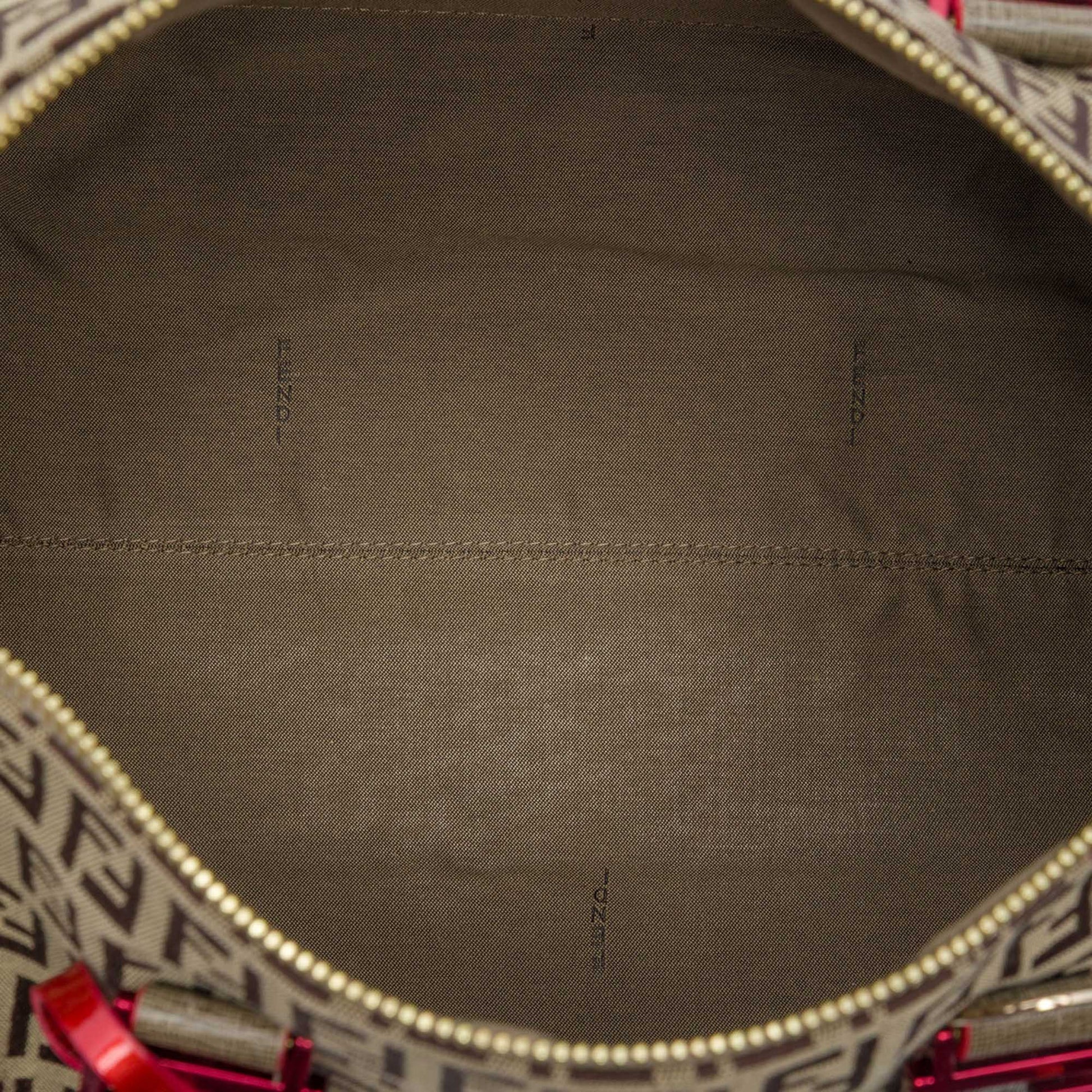 Fendi Zucchino Canvas Forever Bauletto Boston Bag