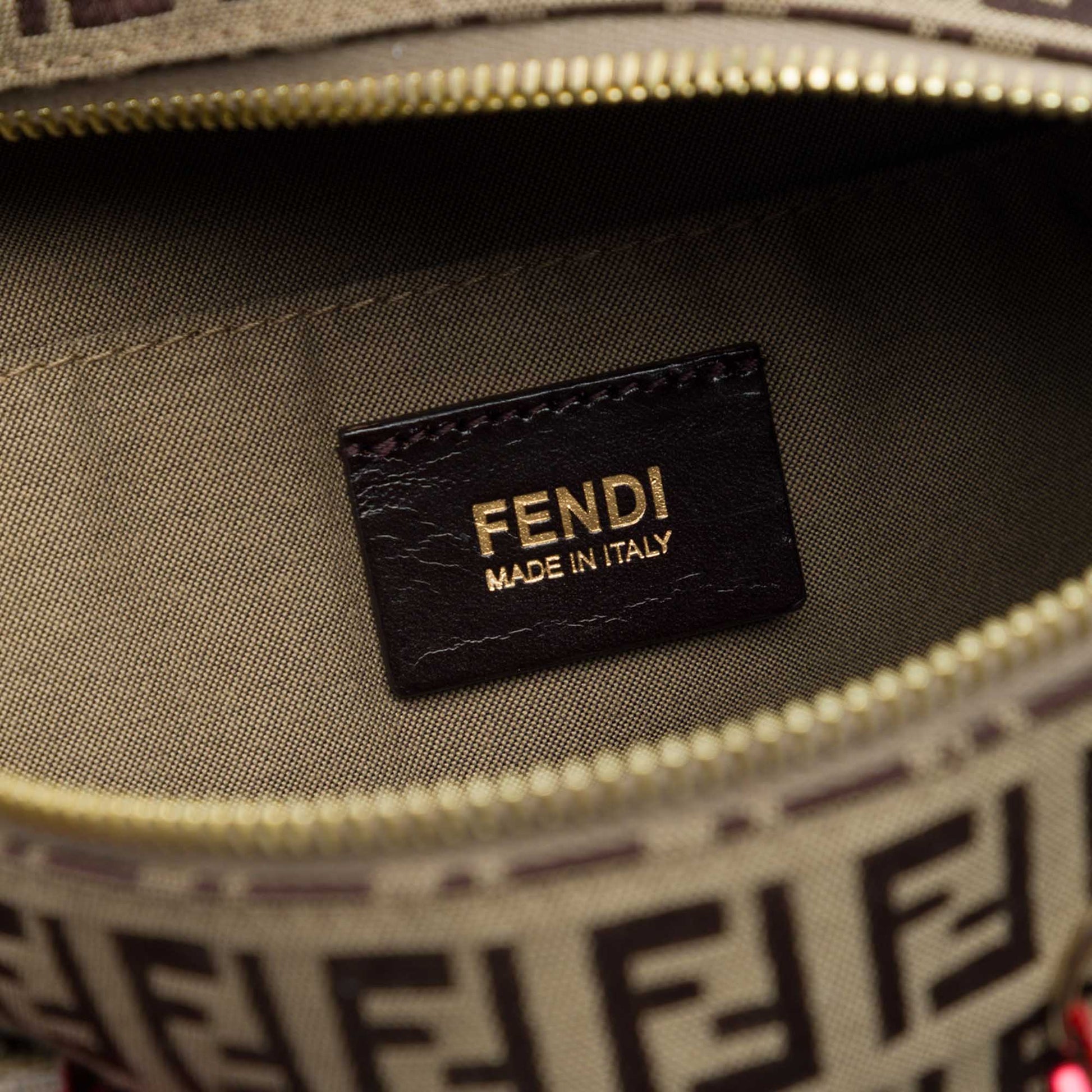 Fendi Zucchino Canvas Forever Bauletto Boston Bag