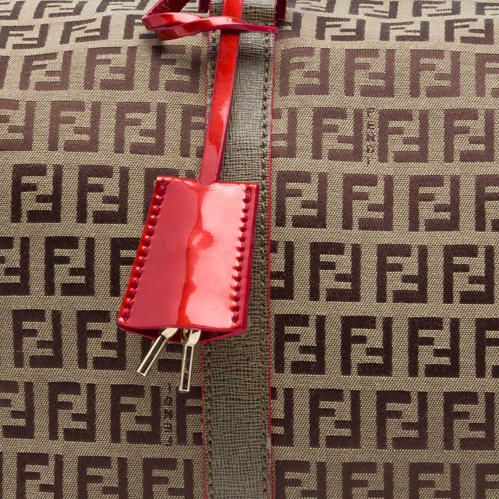 Fendi Zucchino Canvas Forever Bauletto Boston Bag