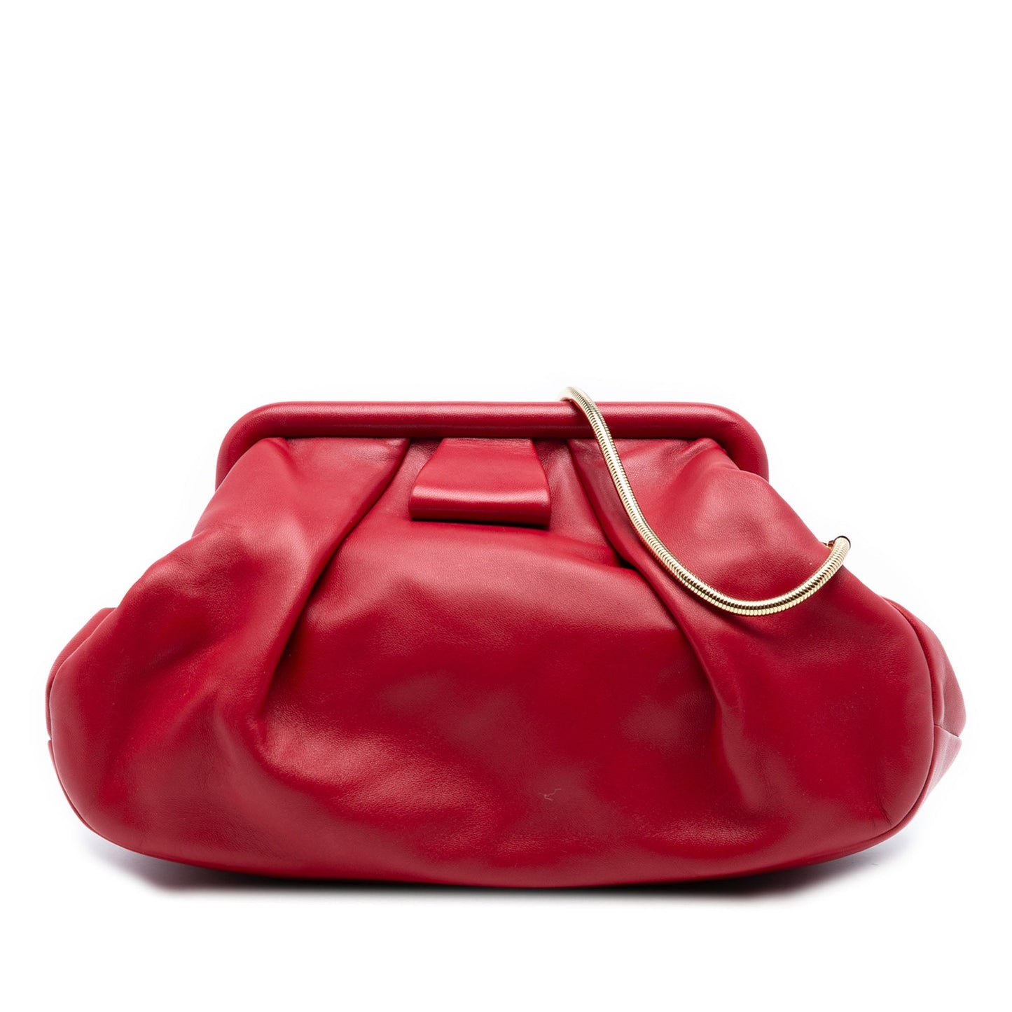 Miu Miu Pleated Nappa Soft Frame Clutch with Chain
