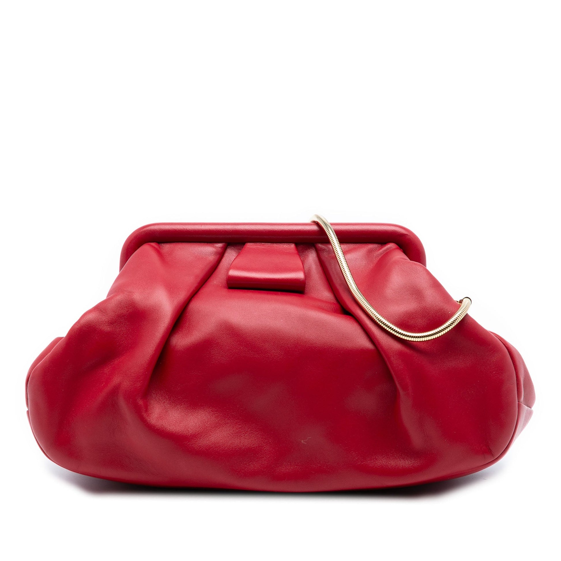 Miu Miu Pleated Nappa Soft Frame Clutch with Chain