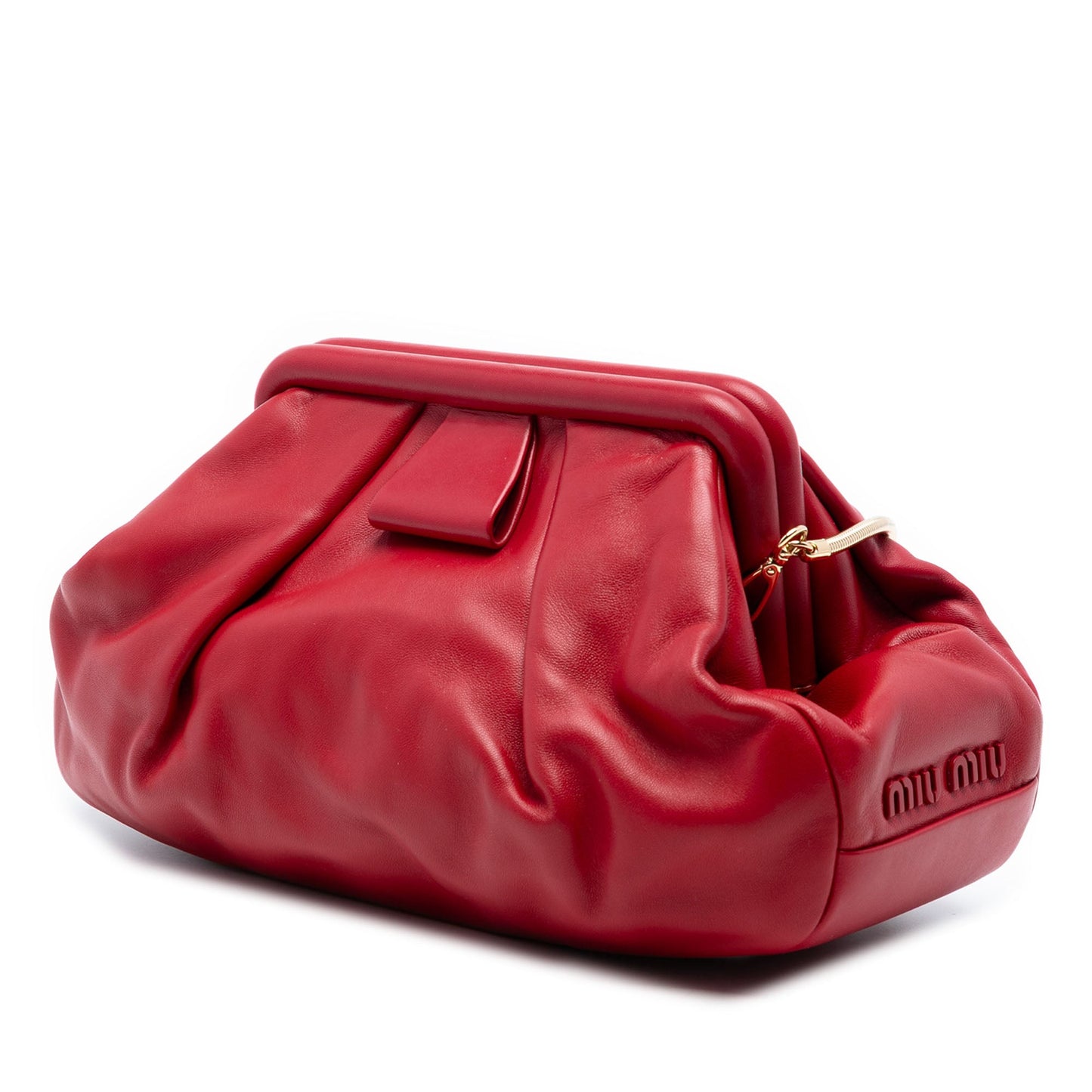 Miu Miu Pleated Nappa Soft Frame Clutch with Chain