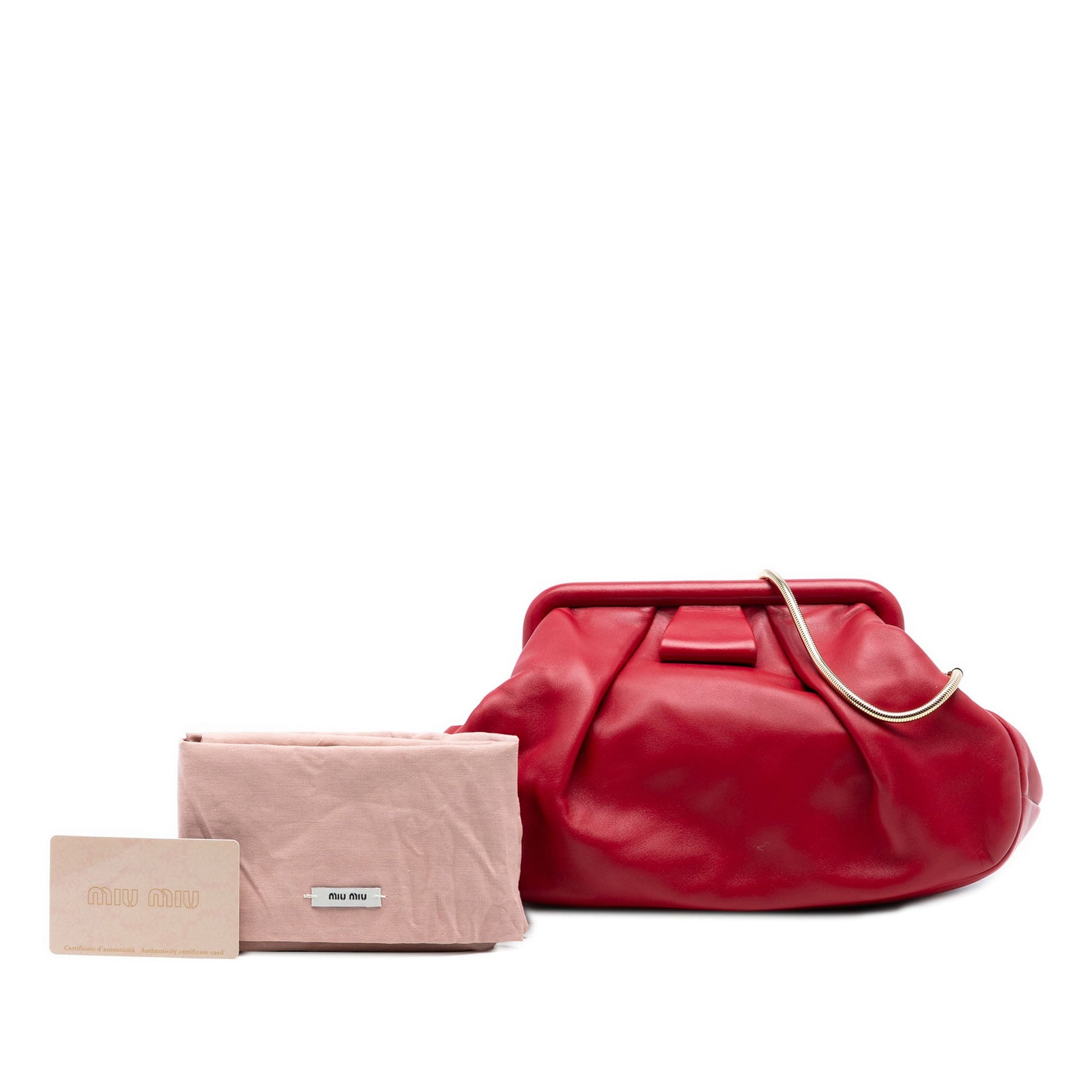 Miu Miu Pleated Nappa Soft Frame Clutch with Chain