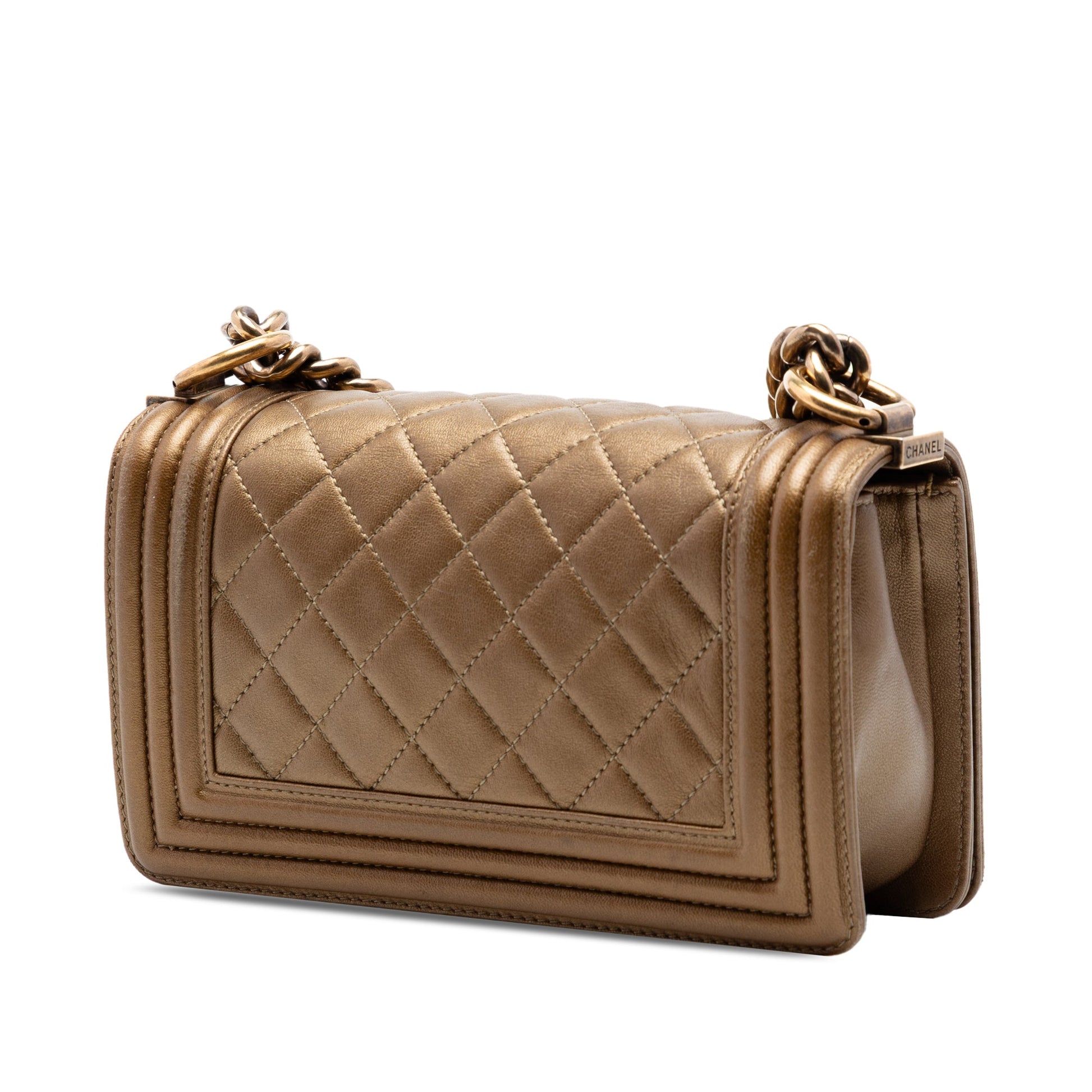 Chanel Small Quilted Metallic Lambskin Boy Flap