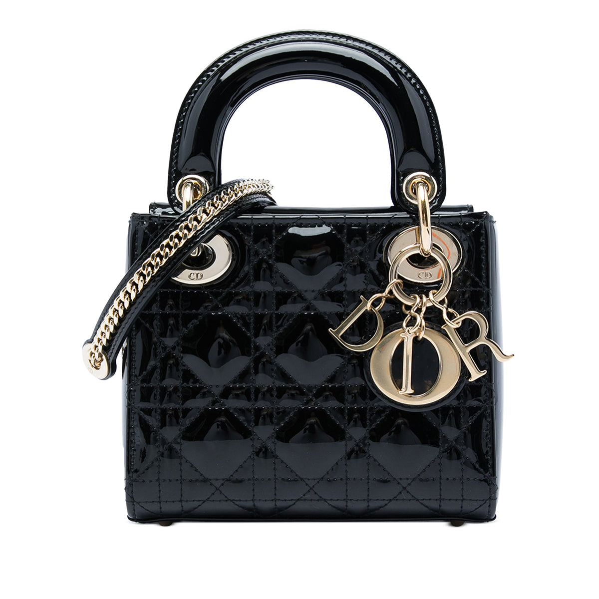 Dior Mini Patent Cannage Lady Dior — Black