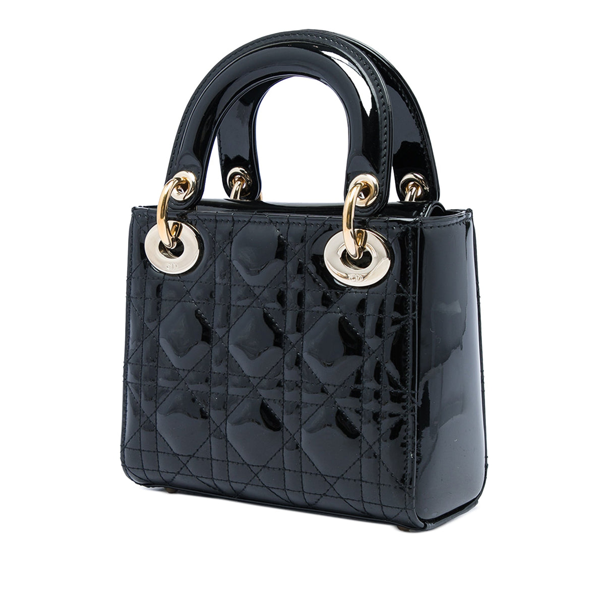 Dior Mini Patent Cannage Lady Dior — Black