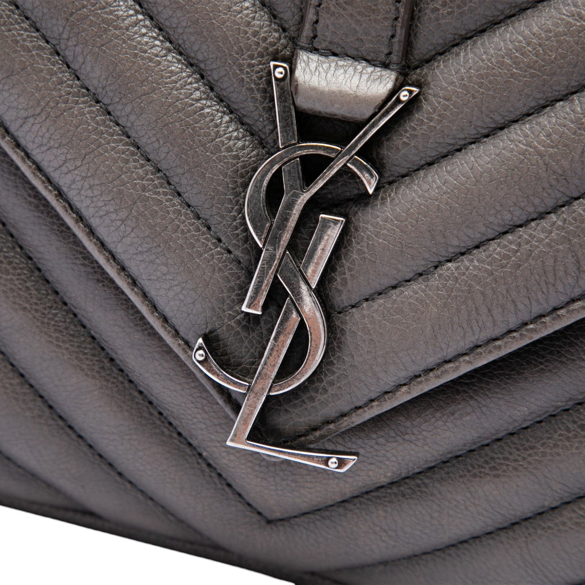 Saint Laurent Medium Chevron Sheepskin Monogram College Satchel