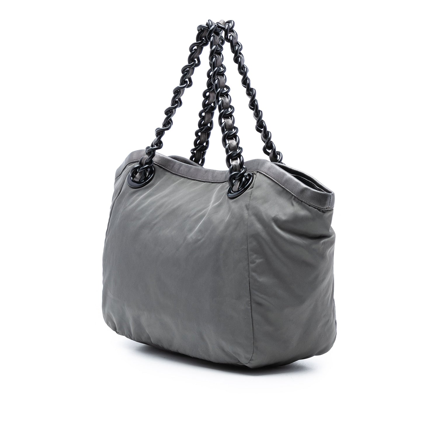 Prada Metallic Leather Trimmed Tessuto Tote