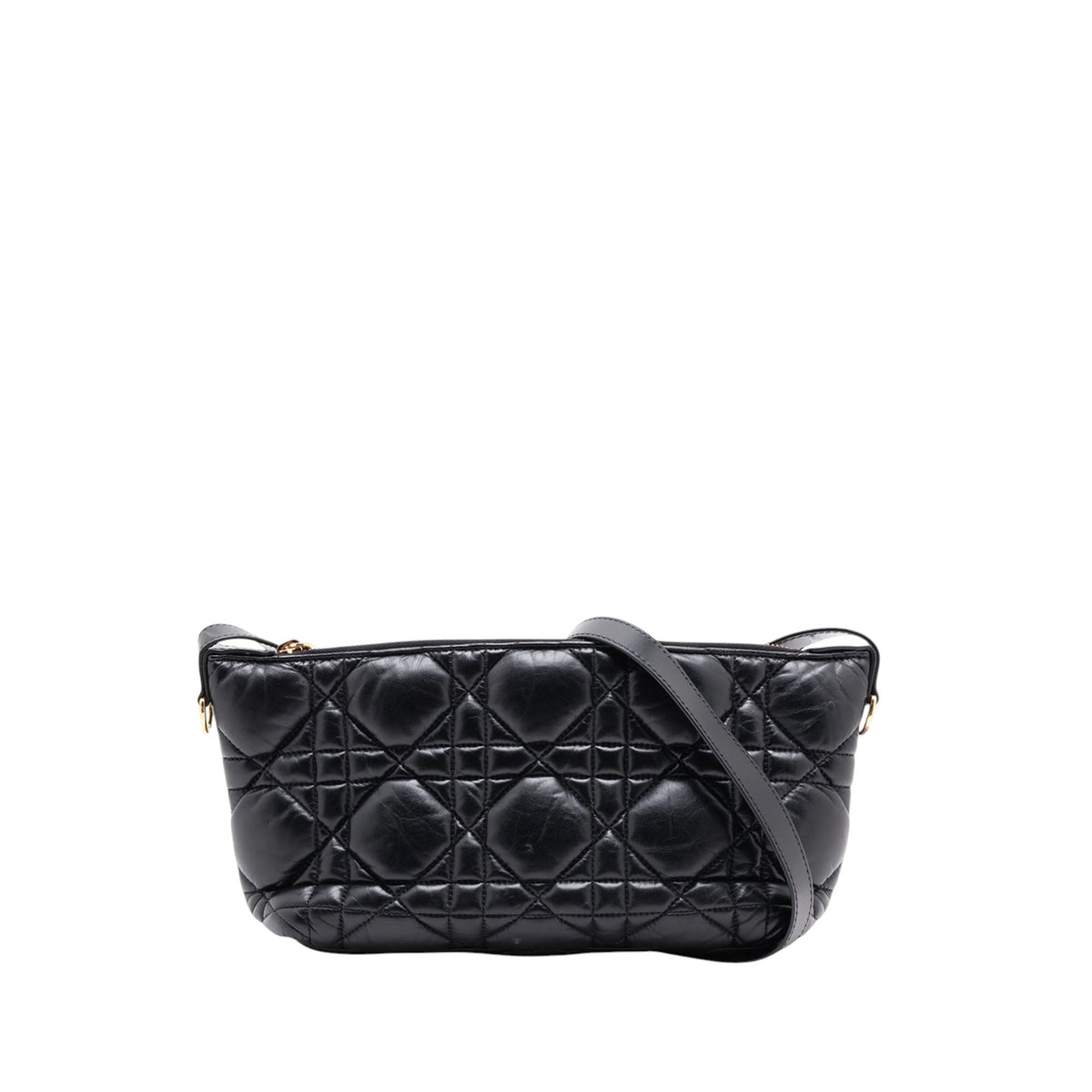 Dior Lambskin Cannage Diortravel Nomad Pouch — Black