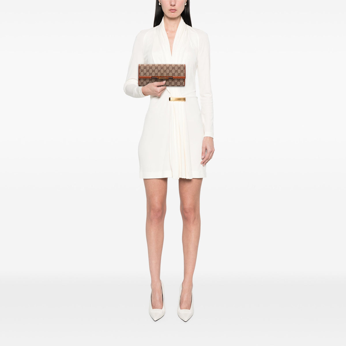 Gucci GG Canvas Bamboo Bar Crossbody