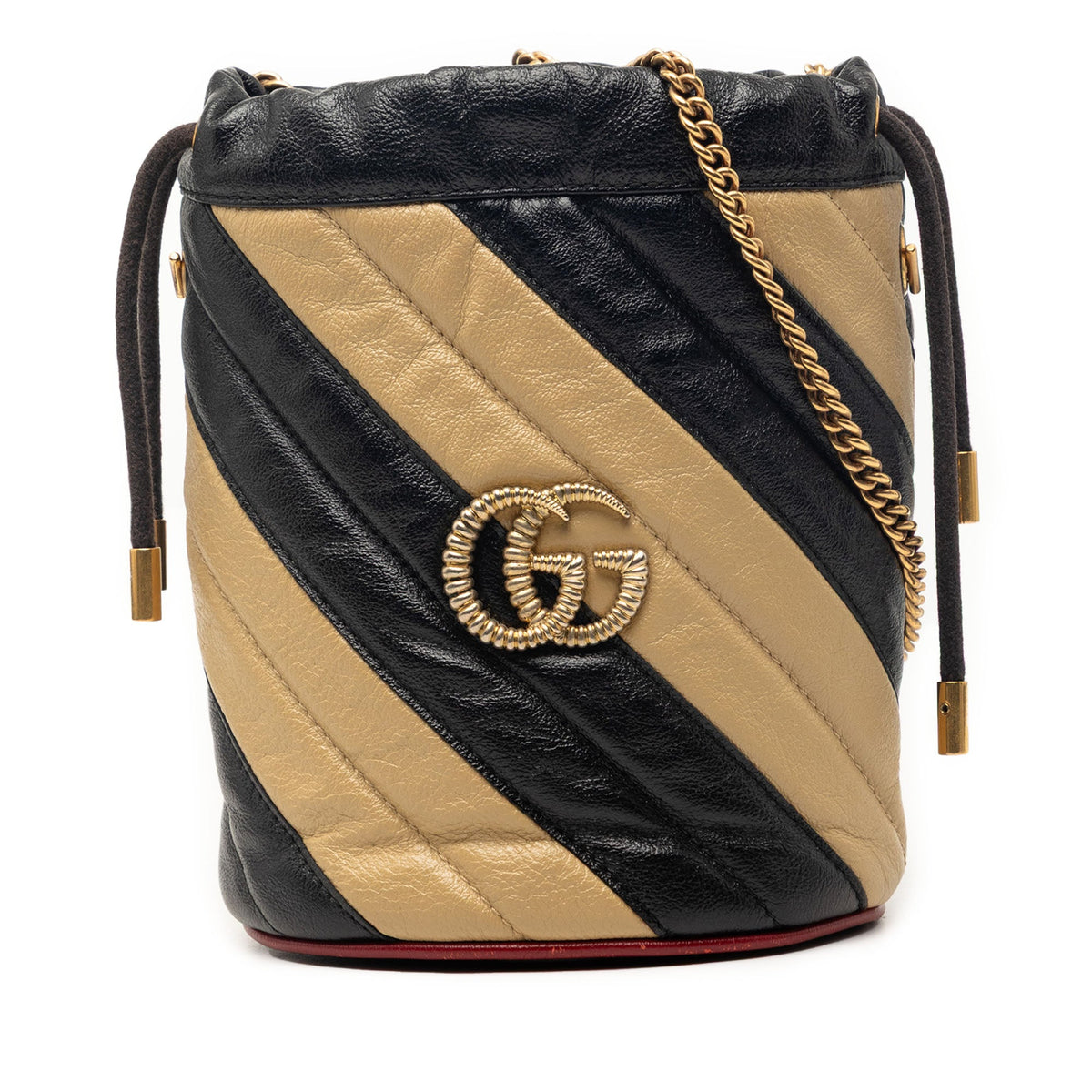 Gucci Mini GG Marmont Matelasse Diagonal Leather Torchon Bucket Bag