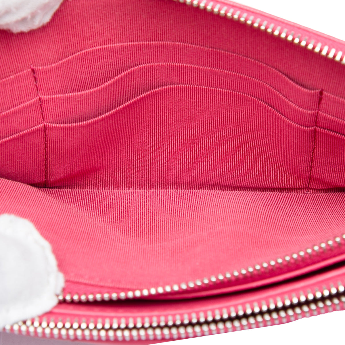 Chanel CC Quilted Lambskin Double Zip Clutch On Chain