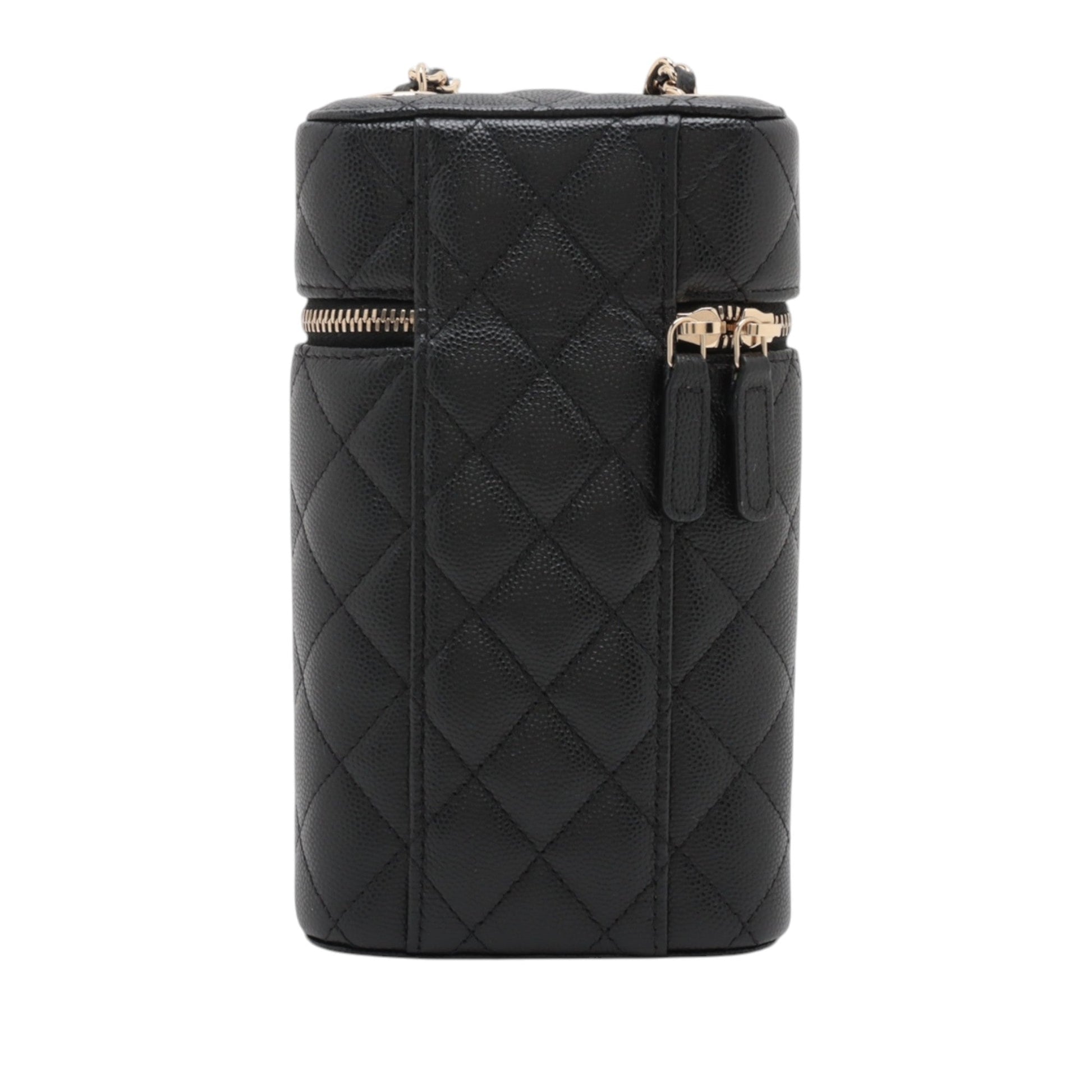 Chanel CC Quilted Caviar Phone Holder With Chain