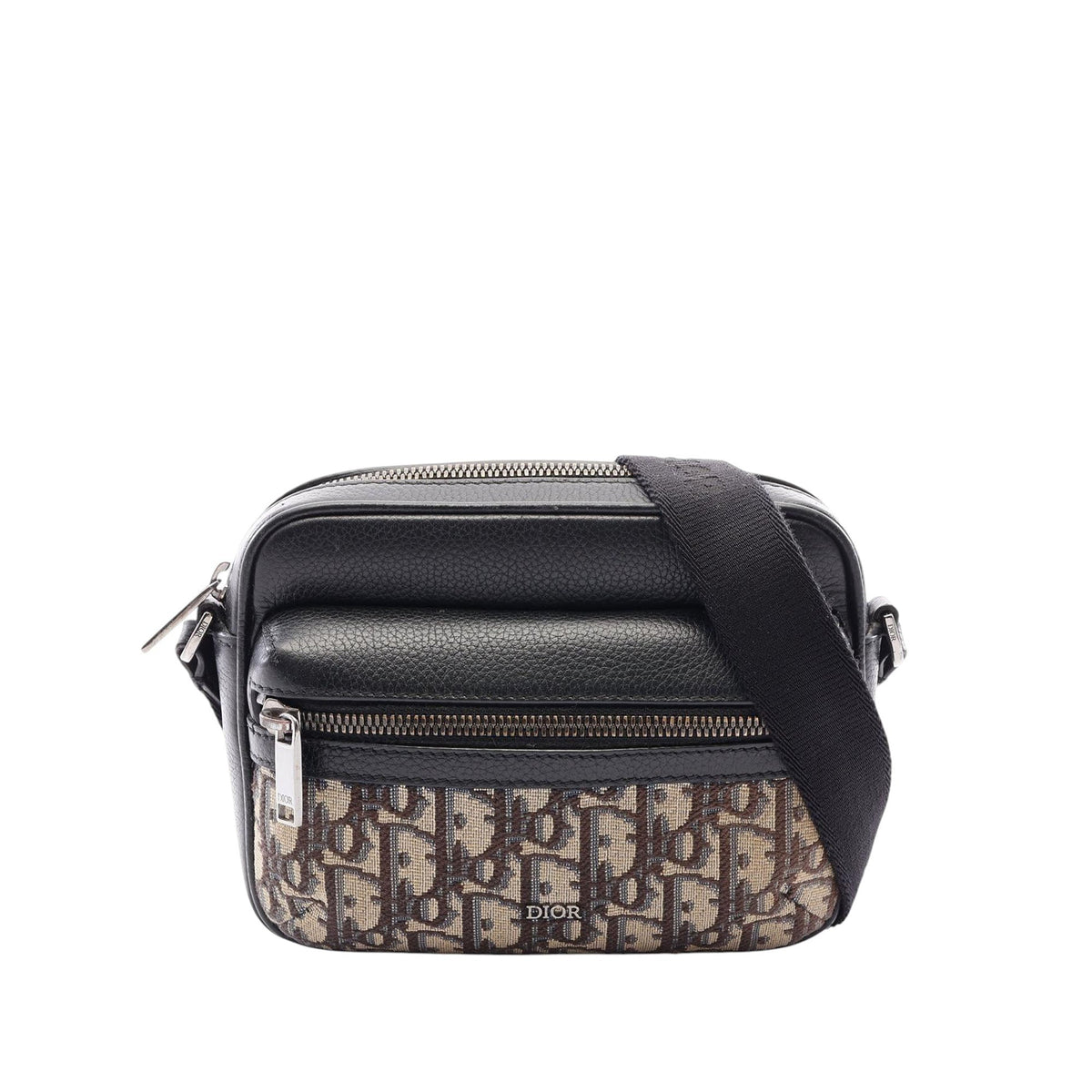 Dior Mini Oblique Canvas and Leather Rider 2.0 Zip Messenger Bag — Black