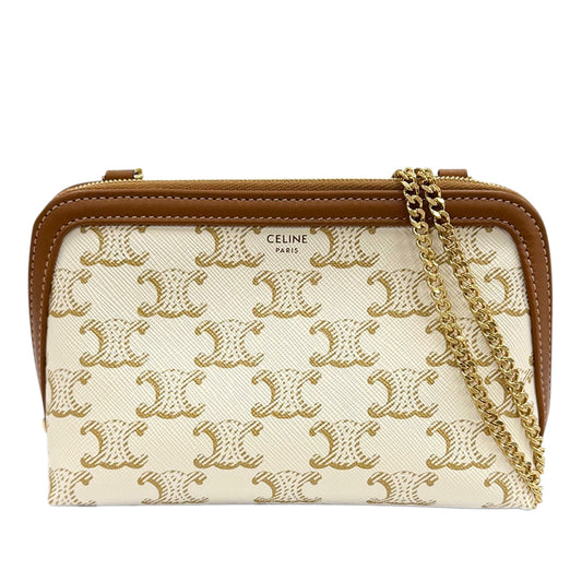 Celine Triomphe Coated Canvas Clutch On Chain
