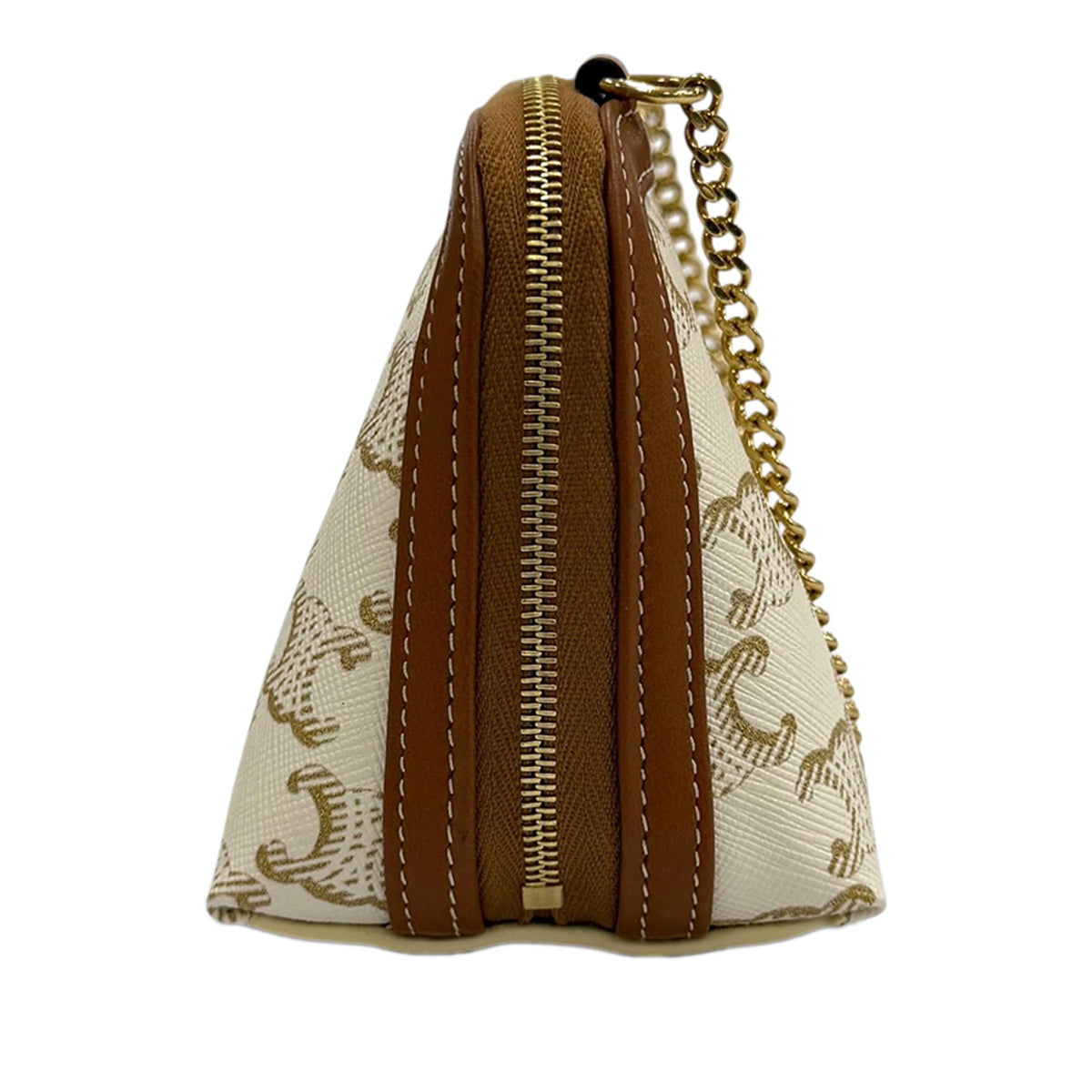 Celine Triomphe Coated Canvas Clutch On Chain