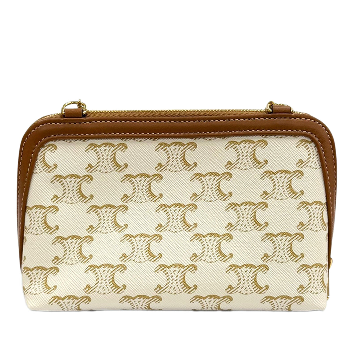 Celine Triomphe Coated Canvas Clutch On Chain