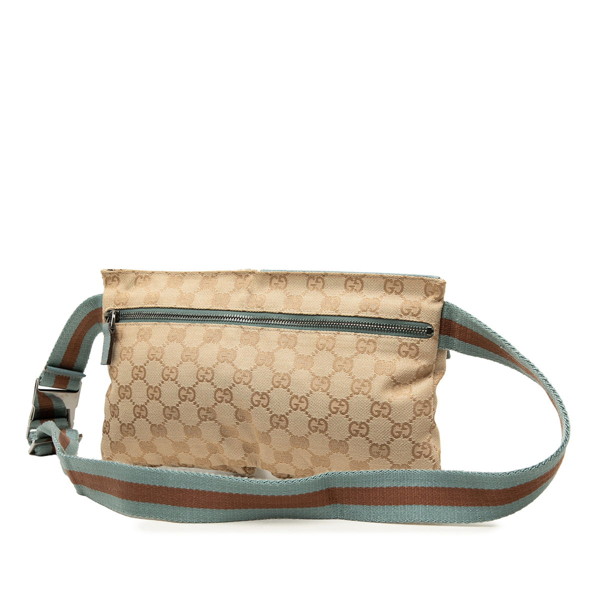 Gucci GG Canvas Web Double Pocket Belt Bag