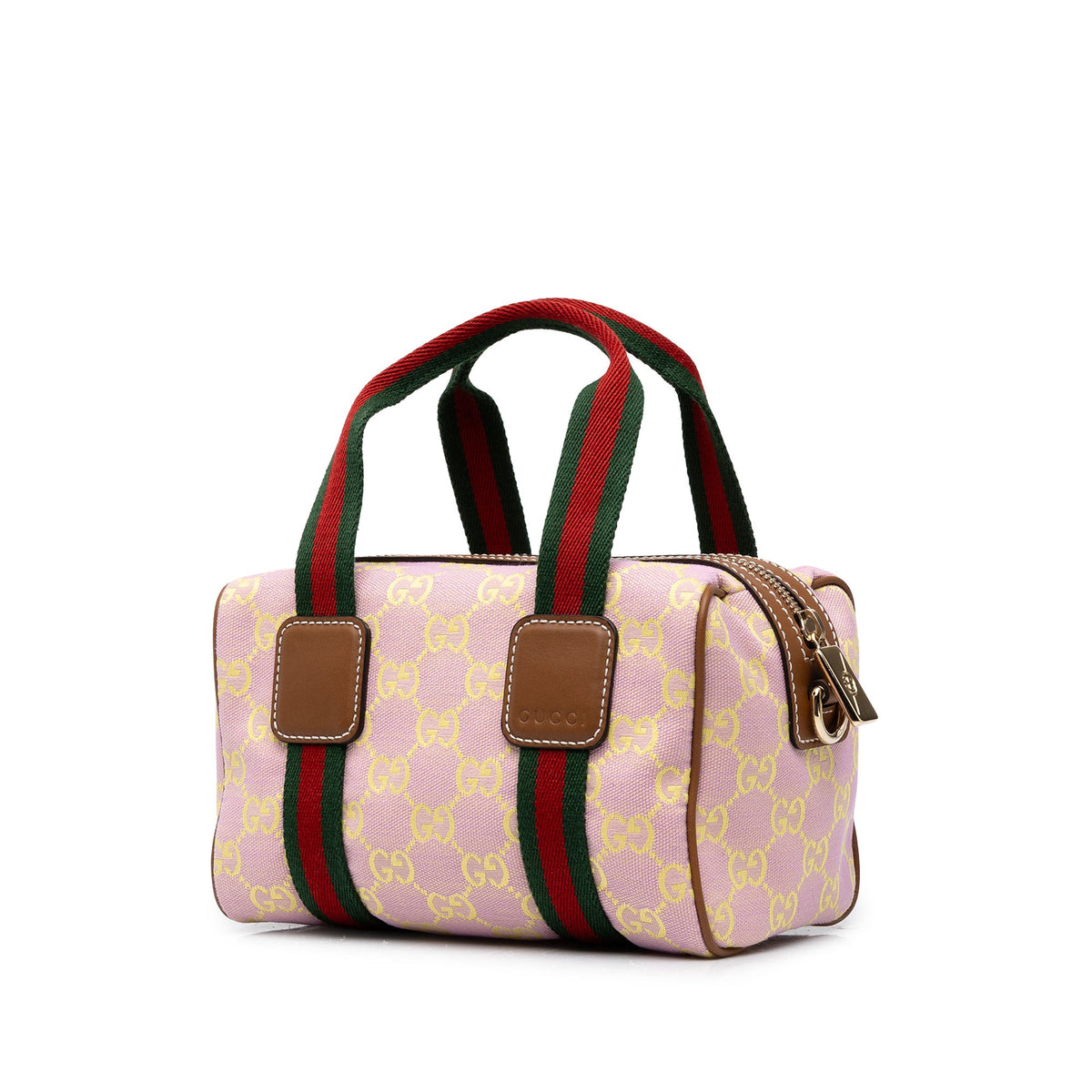 Gucci Mini GG Canvas Web Boston Bag — Pink