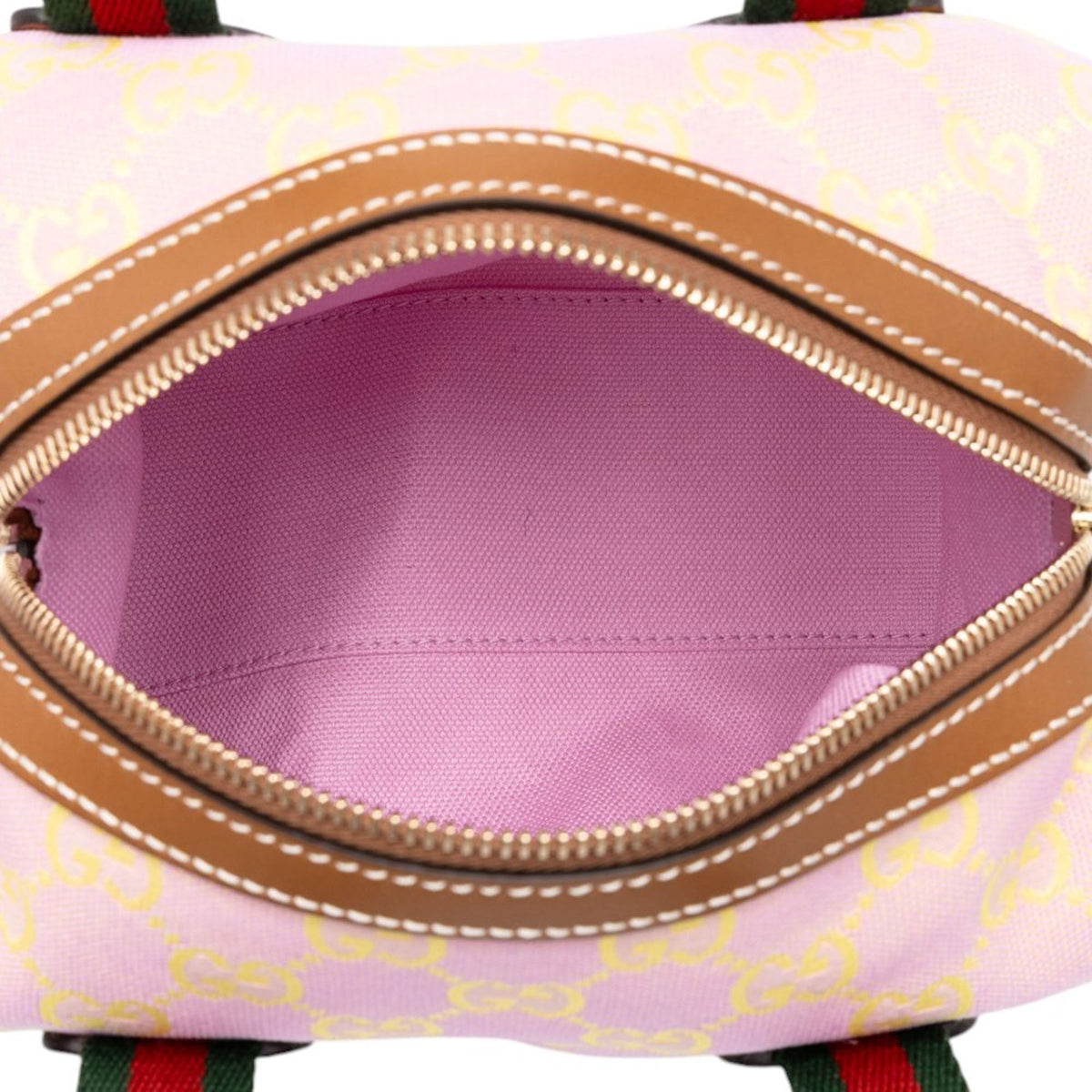 Gucci Mini GG Canvas Web Boston Bag — Pink