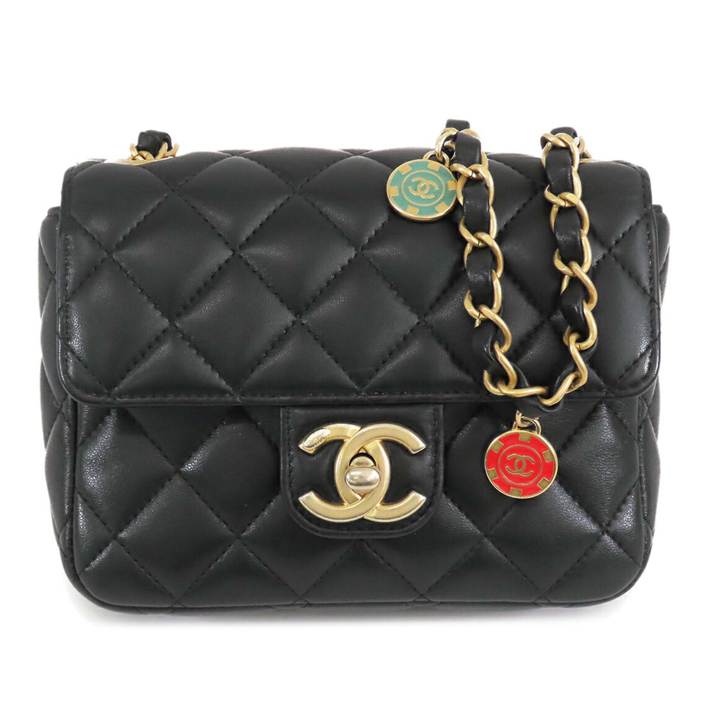 Chanel Mini Square Classic Lambskin Casino Royale Charms Single Flap