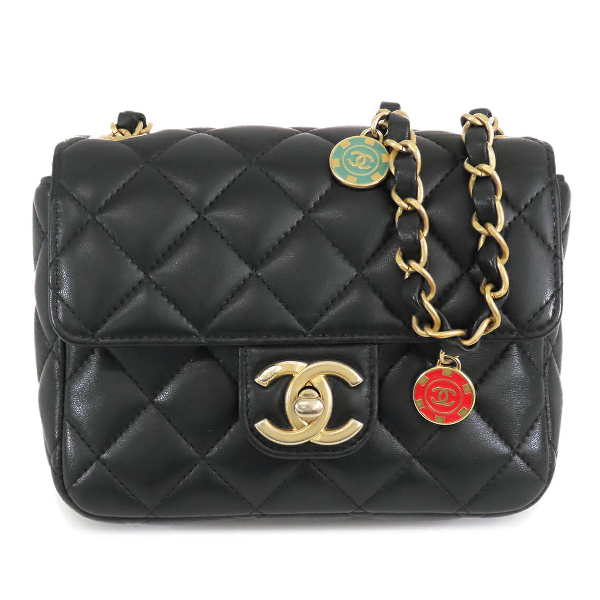 Chanel Mini Square Classic Lambskin Casino Royale Charms Single Flap