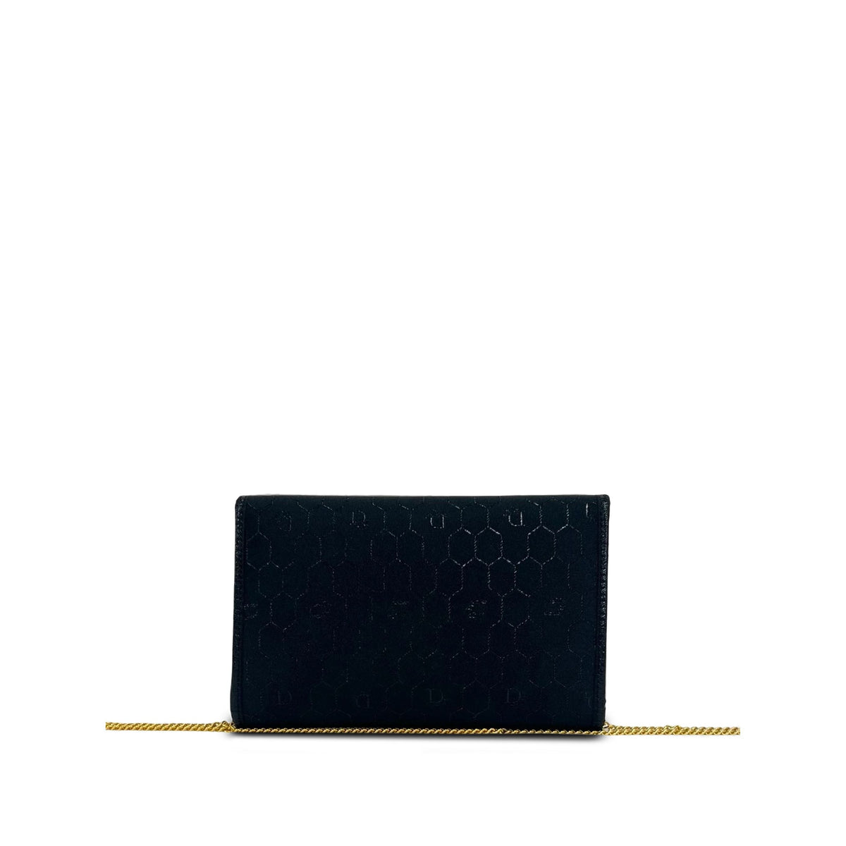 Dior Honeycomb Canvas Chain Flap Crossbody — Black